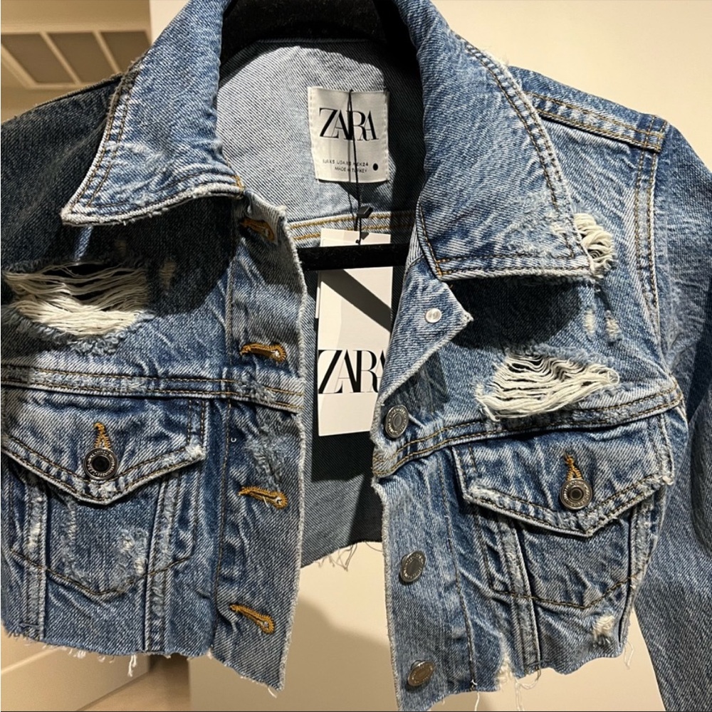 Zara distressed cropped Jean jacket